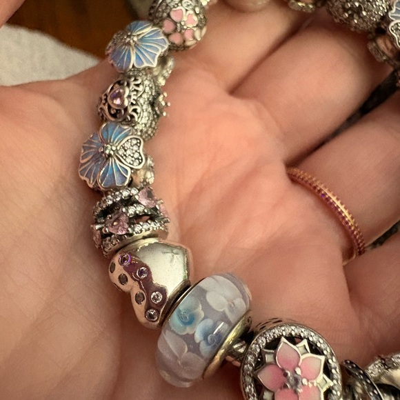 Elegant Silver and Blue Sterling Charm Bracelet - Picture 3 of 7